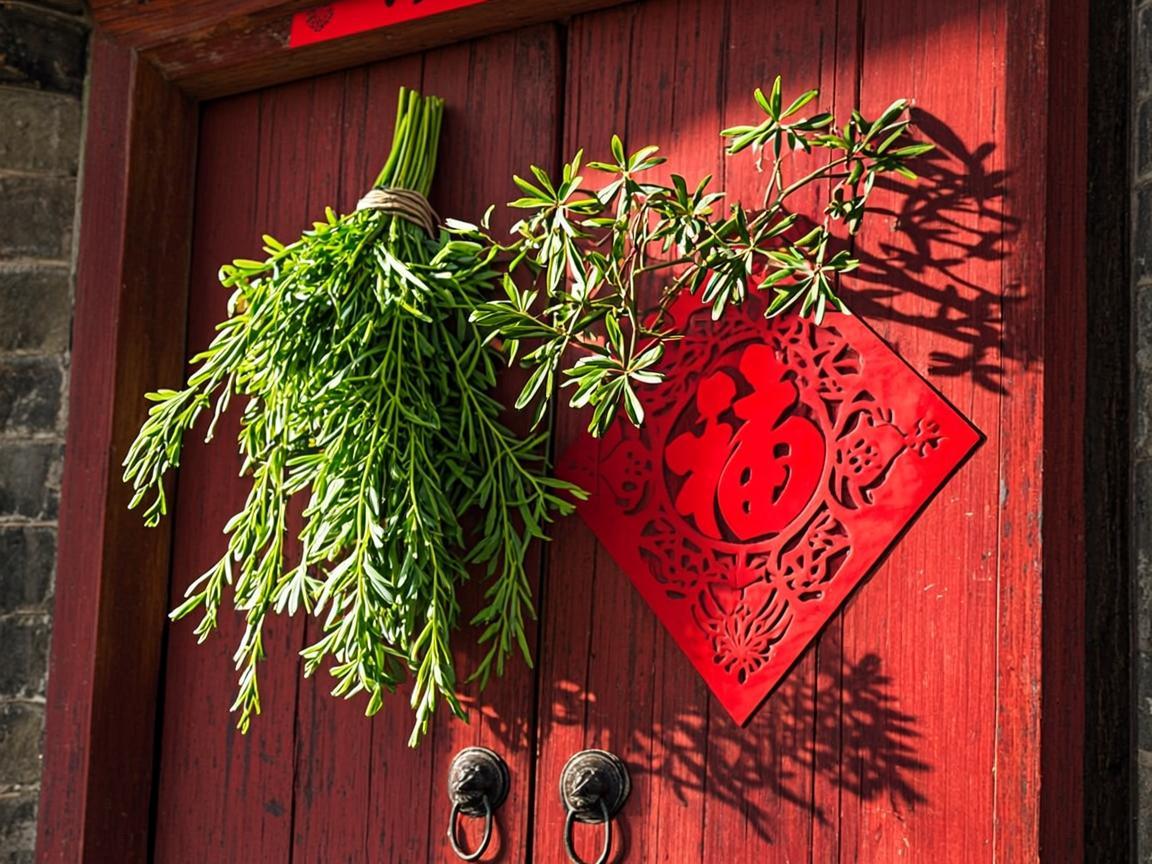 端午节门上悬挂艾草